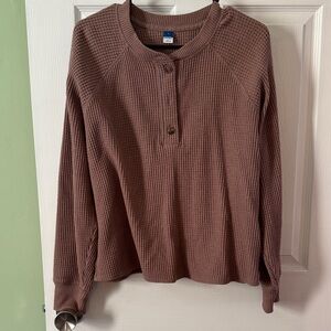 Old Navy Brown Long Sleeve Waffle Knit Top